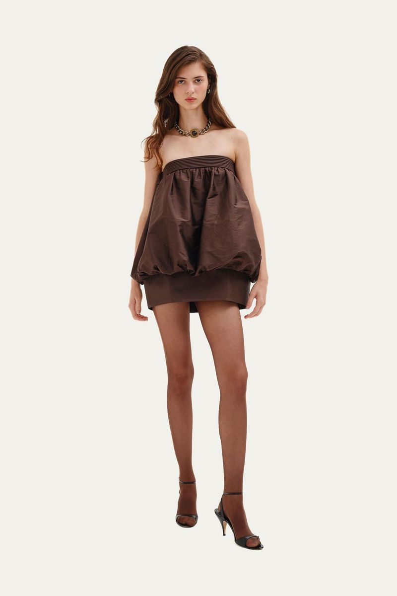 Vestido Mini Tqc Balon  Full Bloom Adriana Degreas - MARROM 1