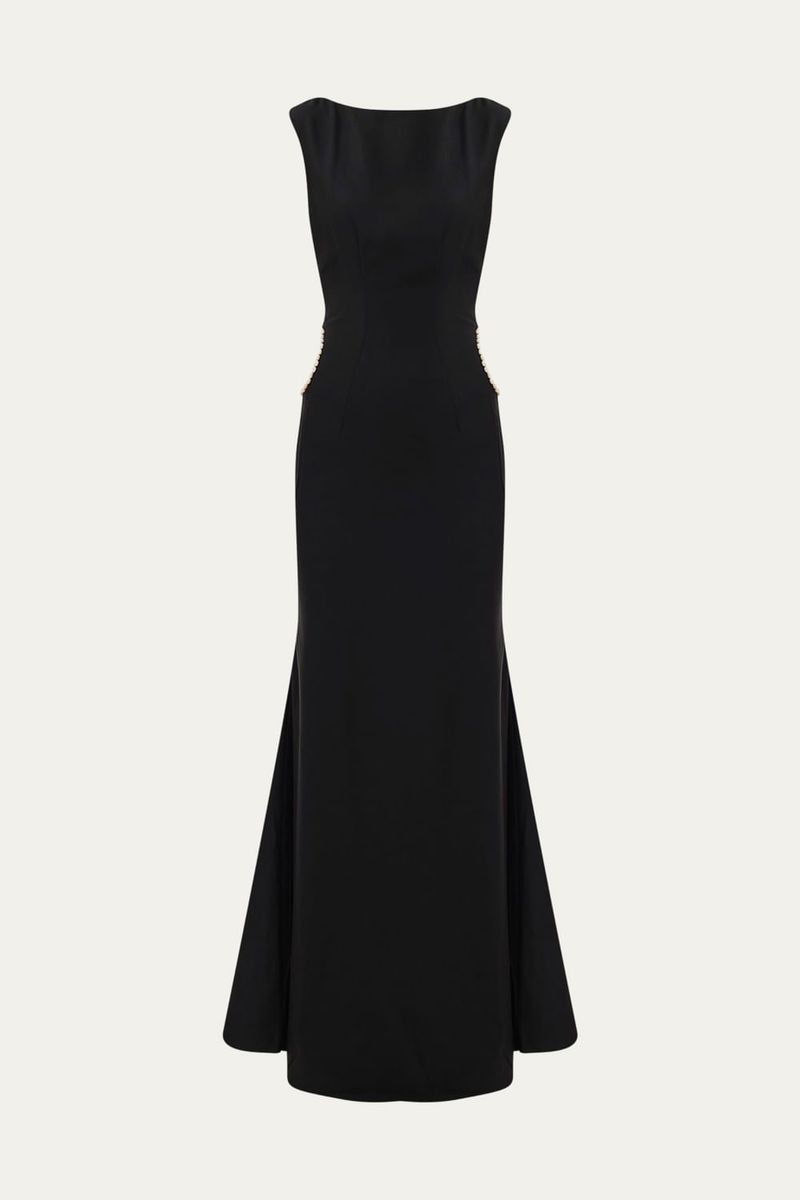 Vestido Longo P rolas Aluf - PRETO 4
