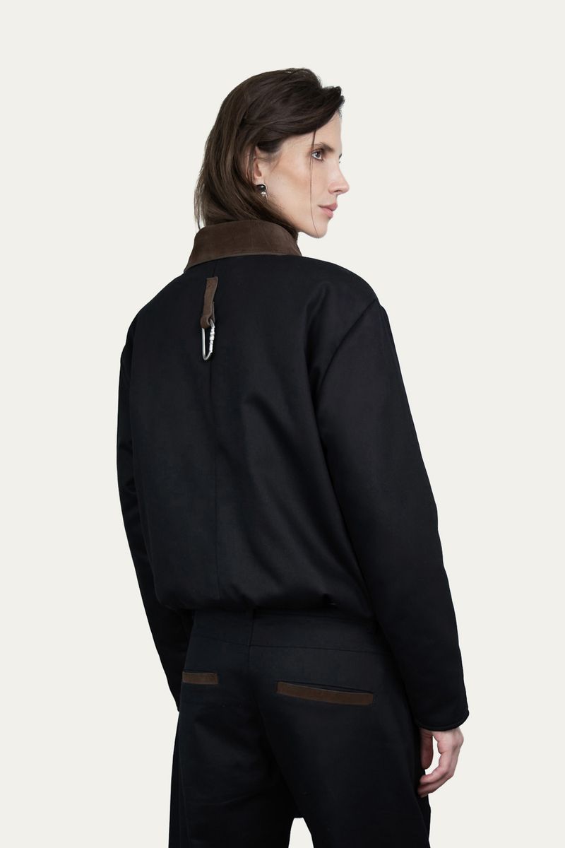 Jaqueta Gola Camurça Preta Lourie - PRETO P