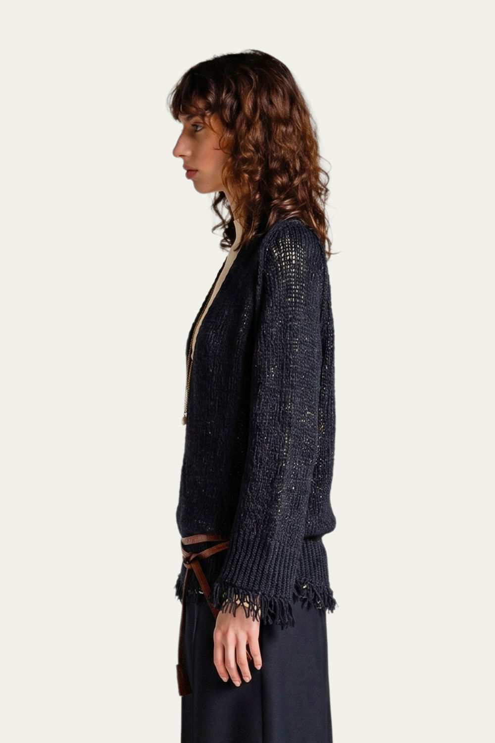 Maxi Pull Franjas Maria Pavan - PRETO M