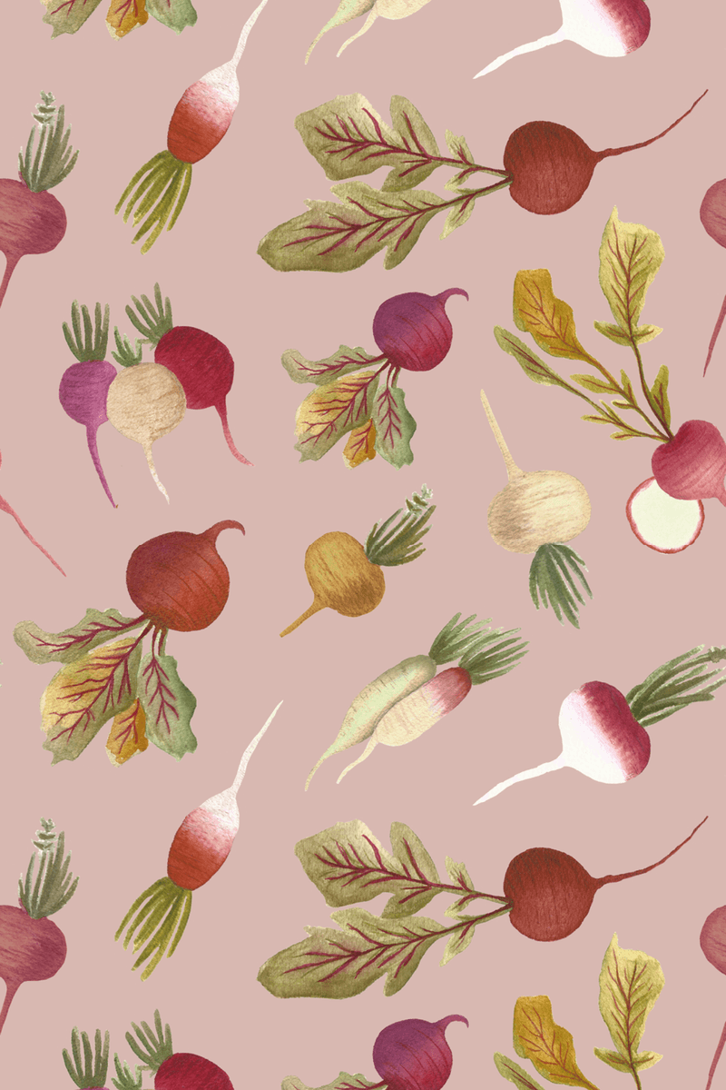 Papel de Parede Rabanetes Edamami + The Kid´s List - Rosa 100X150