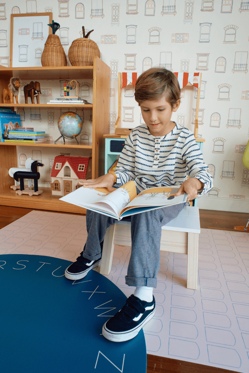 Tapete Playmat Redondo ABC Redondo Edamami + The Kid´s List - Marinho 100X100