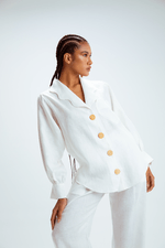 Camisa Linho Off Coração Rebeca Sampaio - OffWhite PP