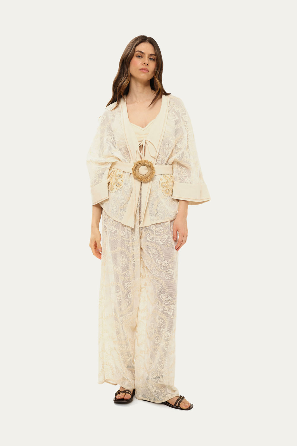 PONCHO CLARA RENDA SAVY OFF WHITE U