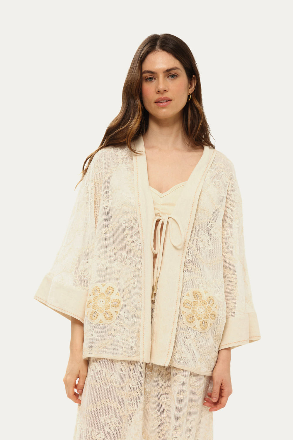PONCHO CLARA RENDA SAVY OFF WHITE U